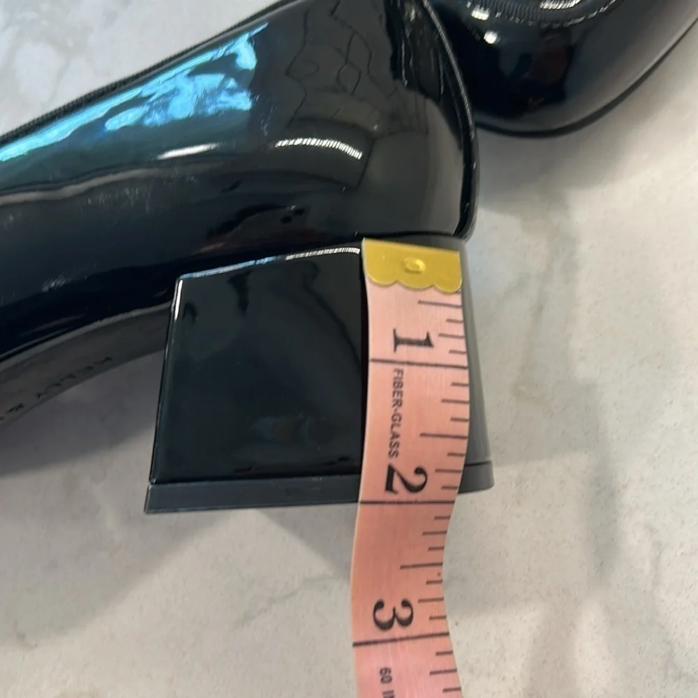 Kelly & Katie Payln Loafer Black Glossy Platform Heel Slip On Academia Office